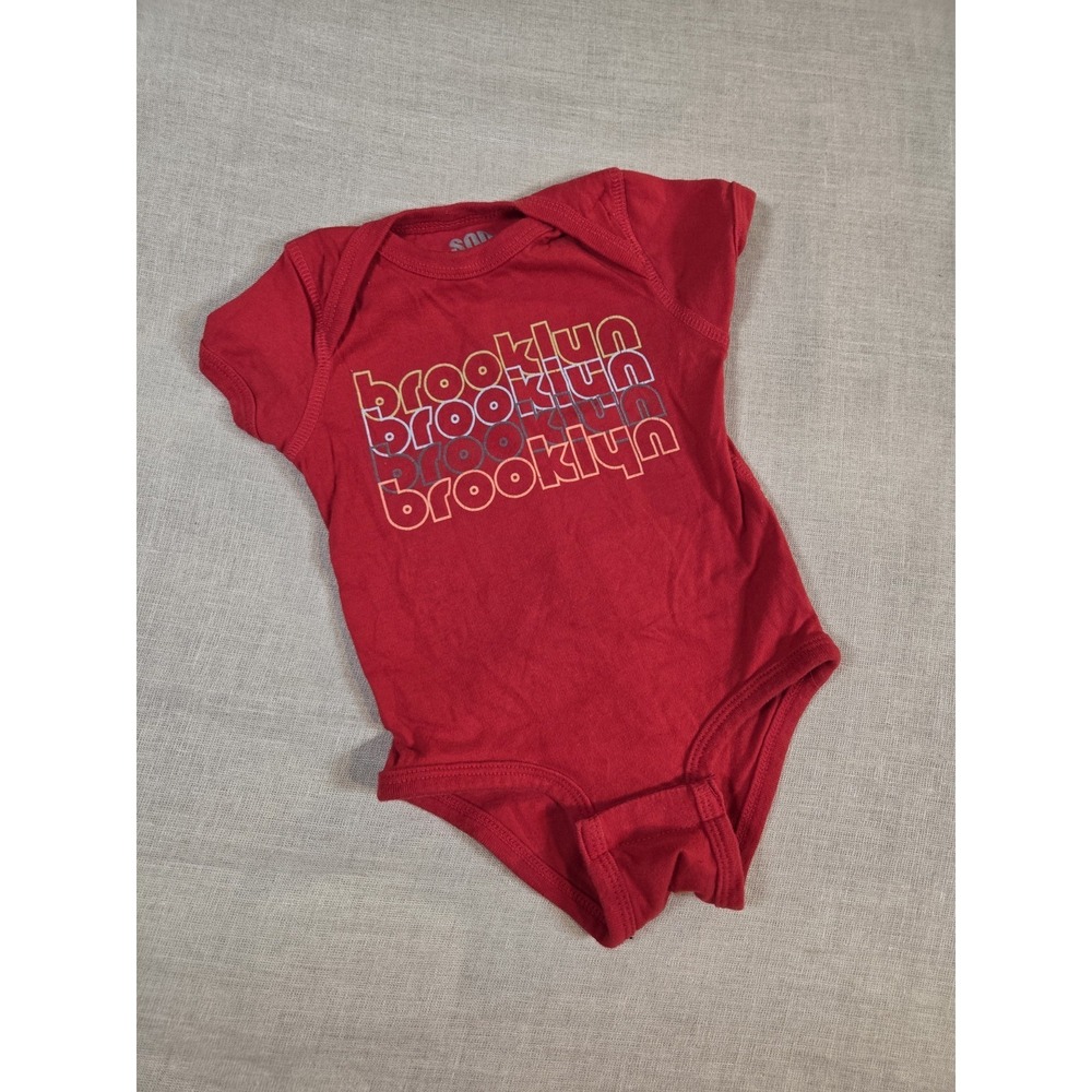SOD Baby Apparel Red Brooklyn New York Retro Bodysuit Romper 6-12 Mo.